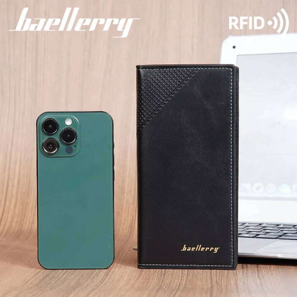 Anti-Theft Suit Wallet, Men's Long RFID Protected PU Leather with 15 Slots Business Essential C260304