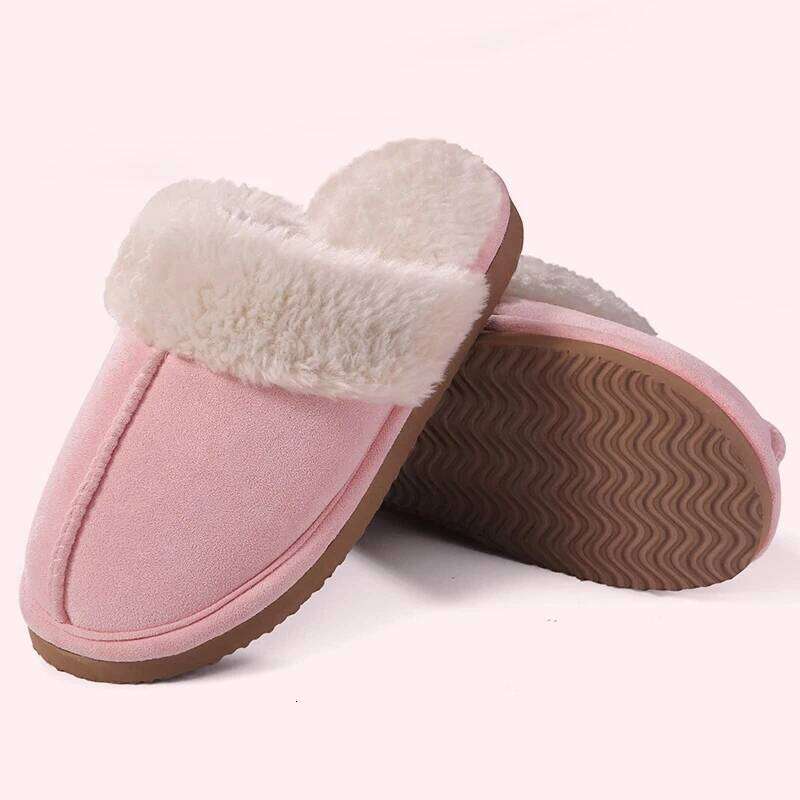 Kidmi Winter Women Fuzzy Classic Brand Fluffy House Indoor Warm Suede Cozy Slippers Casual Non-slip Cotton Shoes