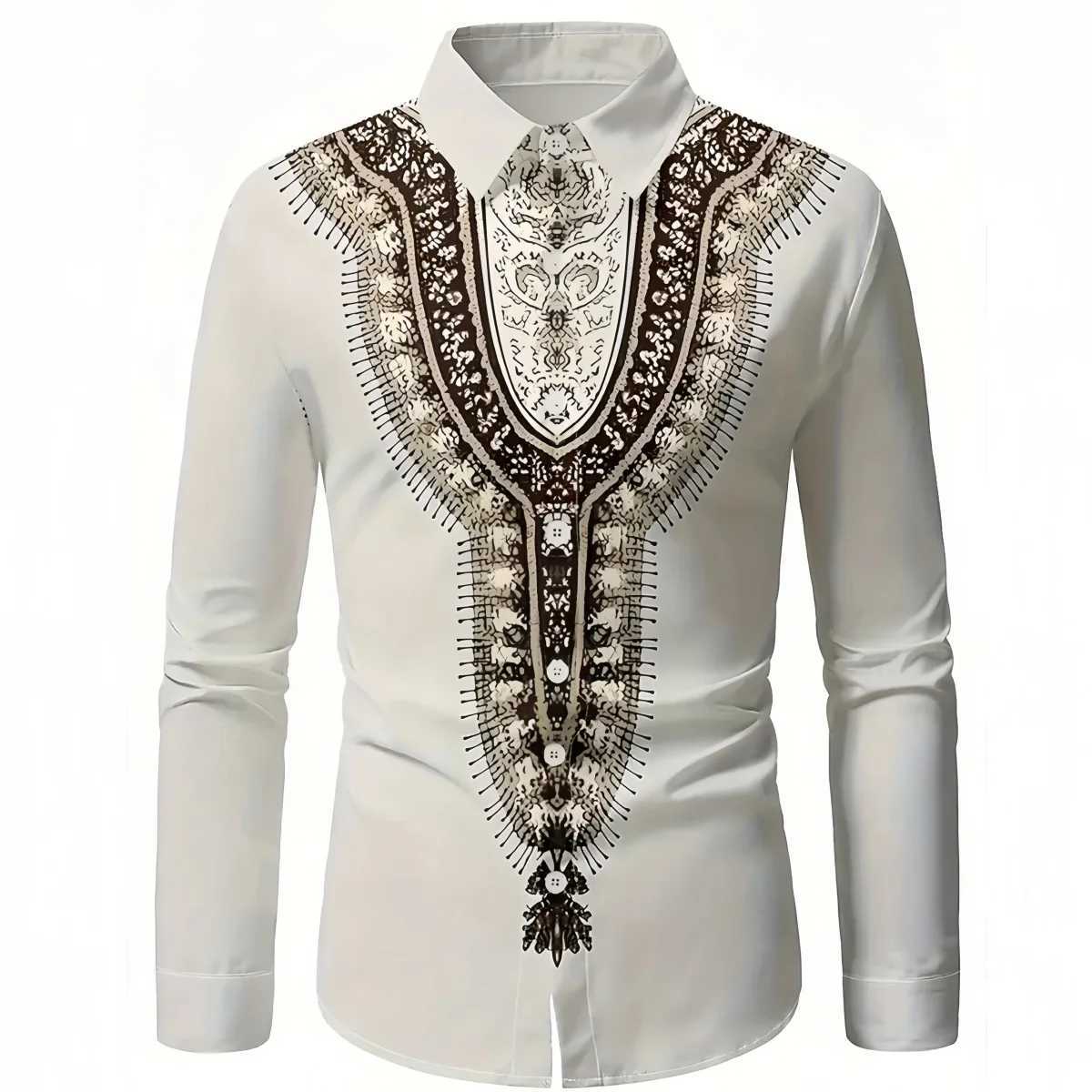 Fashion New Ethnic Style 3D Printed Mens Long Sleeve Shirt Spring And Autumn Casual Breathable Lapel Button Shirt Daily Clothes M260305