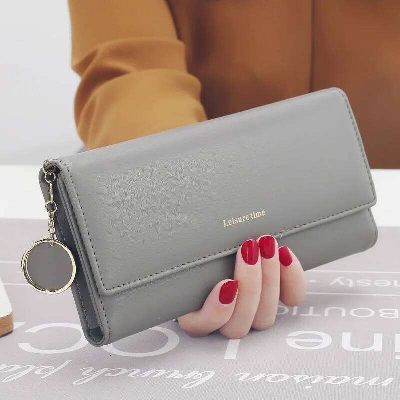 Fashion Women Wallets Brand Letter Long Tri-fold Wallet Purse Fresh Leather Female Clutch Card Holder Cartera Mujer C260304