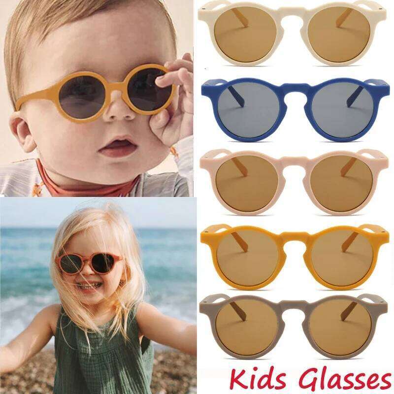 Vintage Round Outdoor Sun Protection Baby Girls Acrylic UV400 Sunglasses Kids Eyeglasses New Fashion Children Glasses Z260305