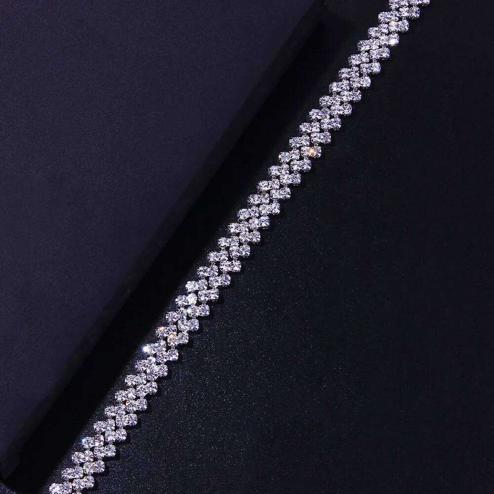 Rhombus Chunky Rhinestone Belt Body for Women Sexy Shiny Crystal Belly Chain Waist Jewelry Bikini Gift S260304