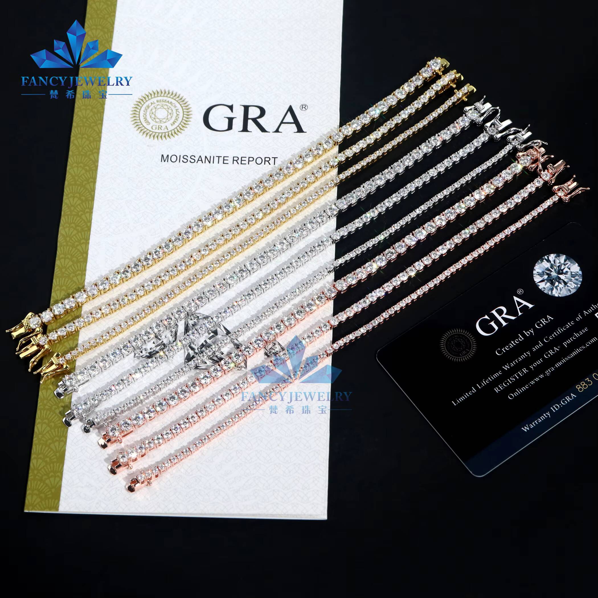 Factory Wholesale 925 Silver Fine Chain Link Tennis Necklace Bracelet Set 2mm-65mm Moissanite Daily Wear for Women Low Price