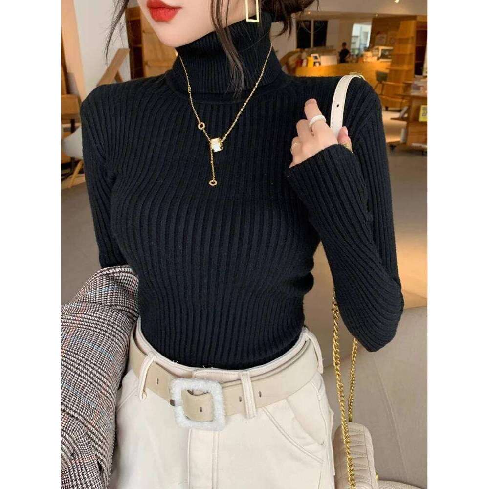 2025 Autumn Winter Thick Turtleneck Sweater Casual Slim Knitted Pullover Korean Style Simple Base Layer Warm Tops XJ260305