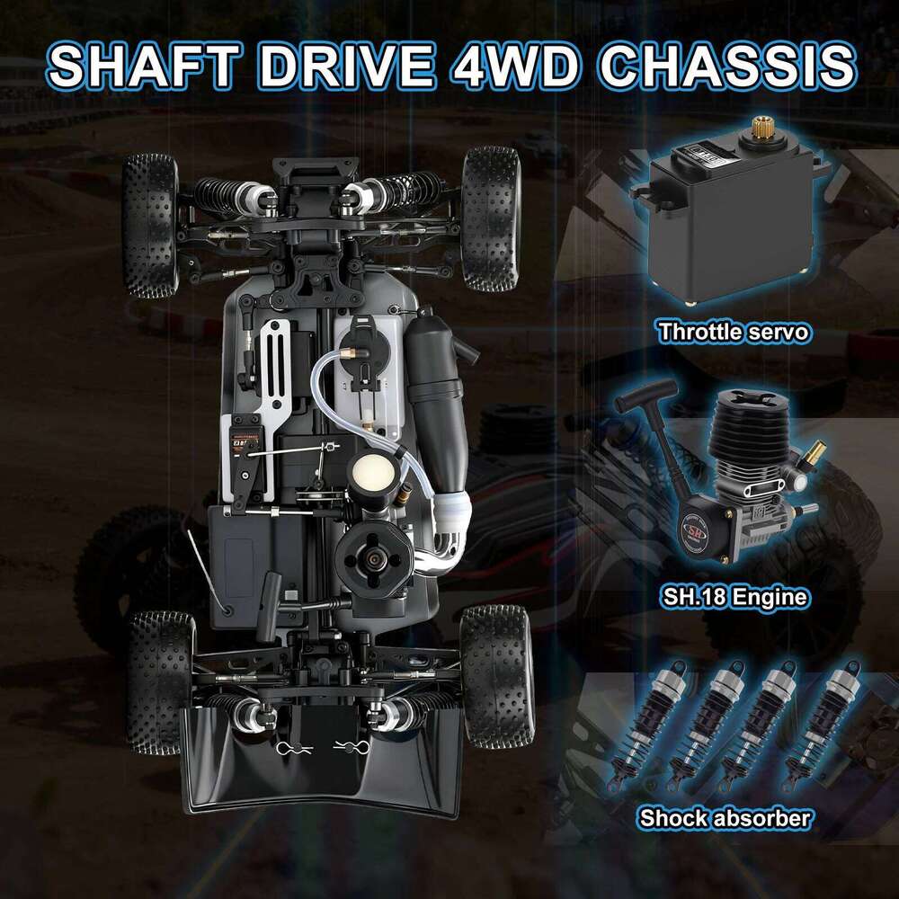 VRX Racing RH1007 Spirit N2 1/10 Nitro Buggy RC Car 4WD with FC.18 Pull Start Engine Two Speed Z260304