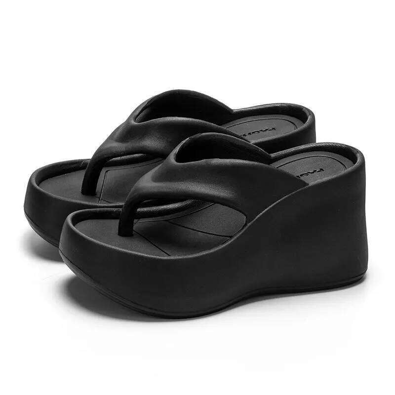 2025 New Women Fashion Slippers Soft EVA Summer Platform Shoes Girls Beach Flip Flops Thick Sole Female High Heel Street Sandals