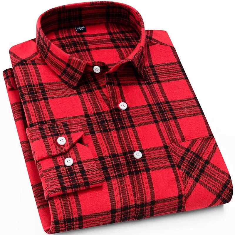 40cotton fashion korean populasr clothes Casual plaid long-sleeve shirts for men slim fit plain shirt social streetwear tops M260305