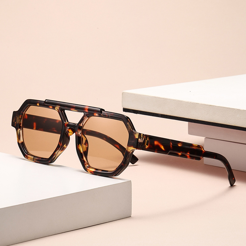 2026 Designer Luxury Brand Polygonal Export New UV Resistant Fashionable Sunglasses Men's High-end Full Frame Glasses
