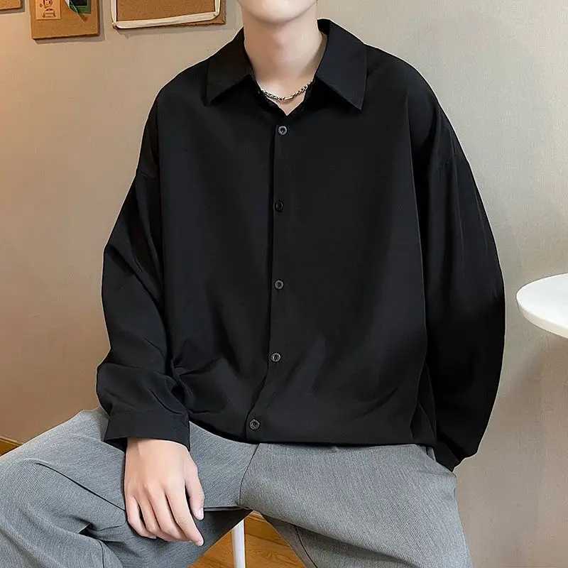 Young Style Korean Street Casual Shirts Fashion Office Lady Loose Solid Spring Summer Thin Simplicity Mens Clothing Handsome M260305