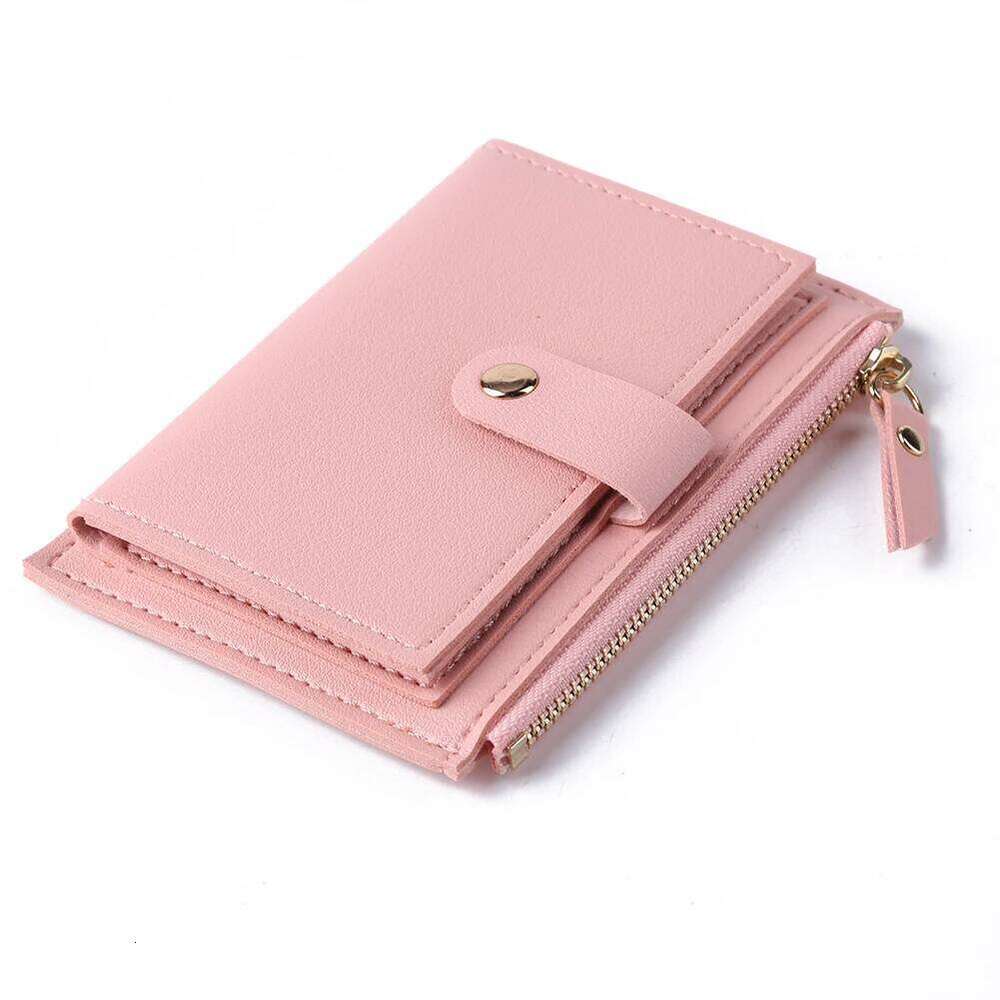 Women Fashion Multi-slot Zipper Card Holder PU Leather Mini Solid Color Wallet C260304