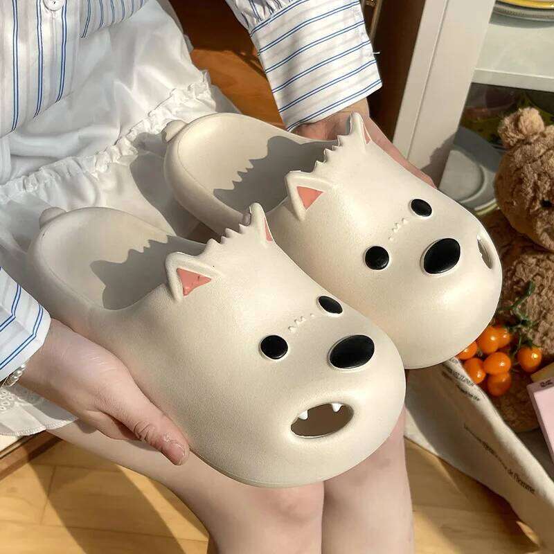 Summer Home Street Slippers For Women Men Cute Cartoon Dog Platform Shoes Soft EVA Slip-on Sandals Couples Indoor Beach Slides