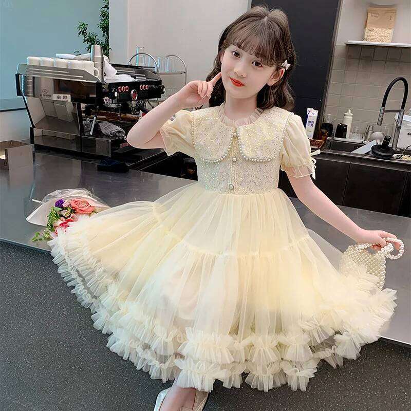 2025Girls Spring Autumn Winter New High-end Puffy Bow Princess Dress Z260304