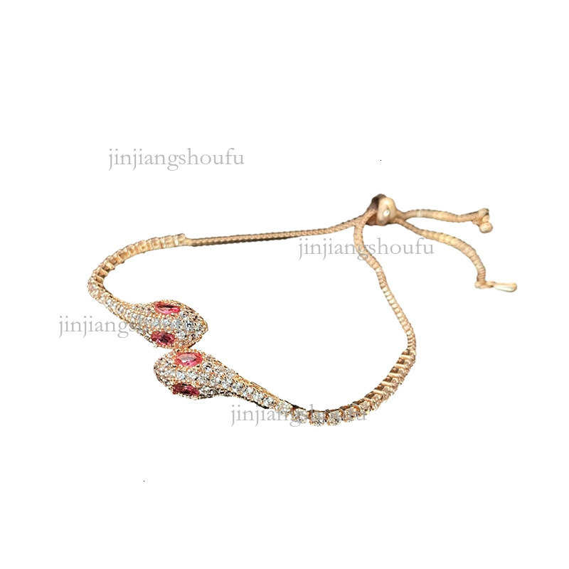 2026 Designer Bracelet Luxury Brand Fashion Small Serpentine Full Diamond Ice Blue Spirit Snake Women's Drawstring Bracelet Trendy New High End W