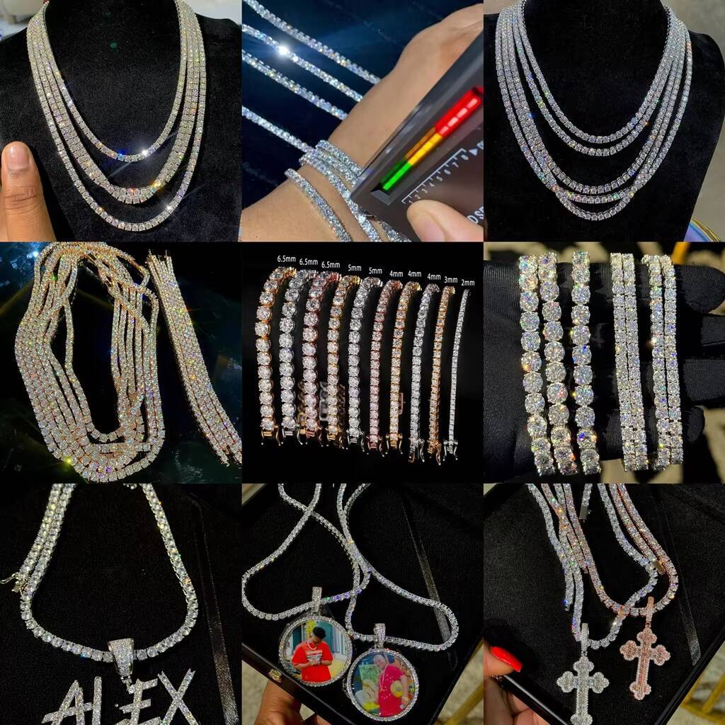 Warehouse Wholesale VVS Moissanite Tennis Chain Iced Out Women Fine Jewelry Tennis Chain Bracelet