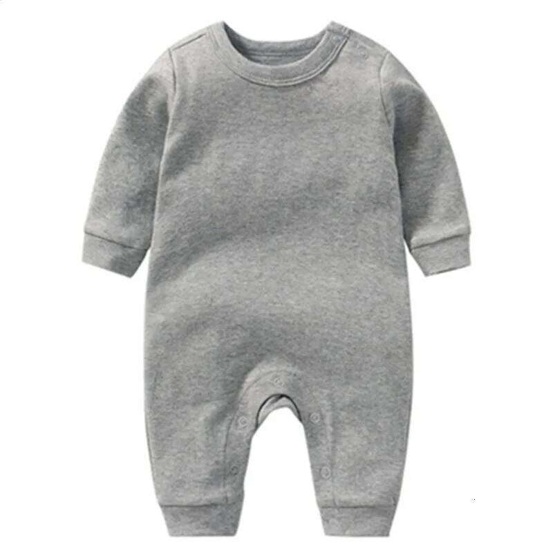 Toddler Baby Girls Boys Cotton Romper Solid Color Long Sleeve Jumpsuit For Newborn Clothes Z260304