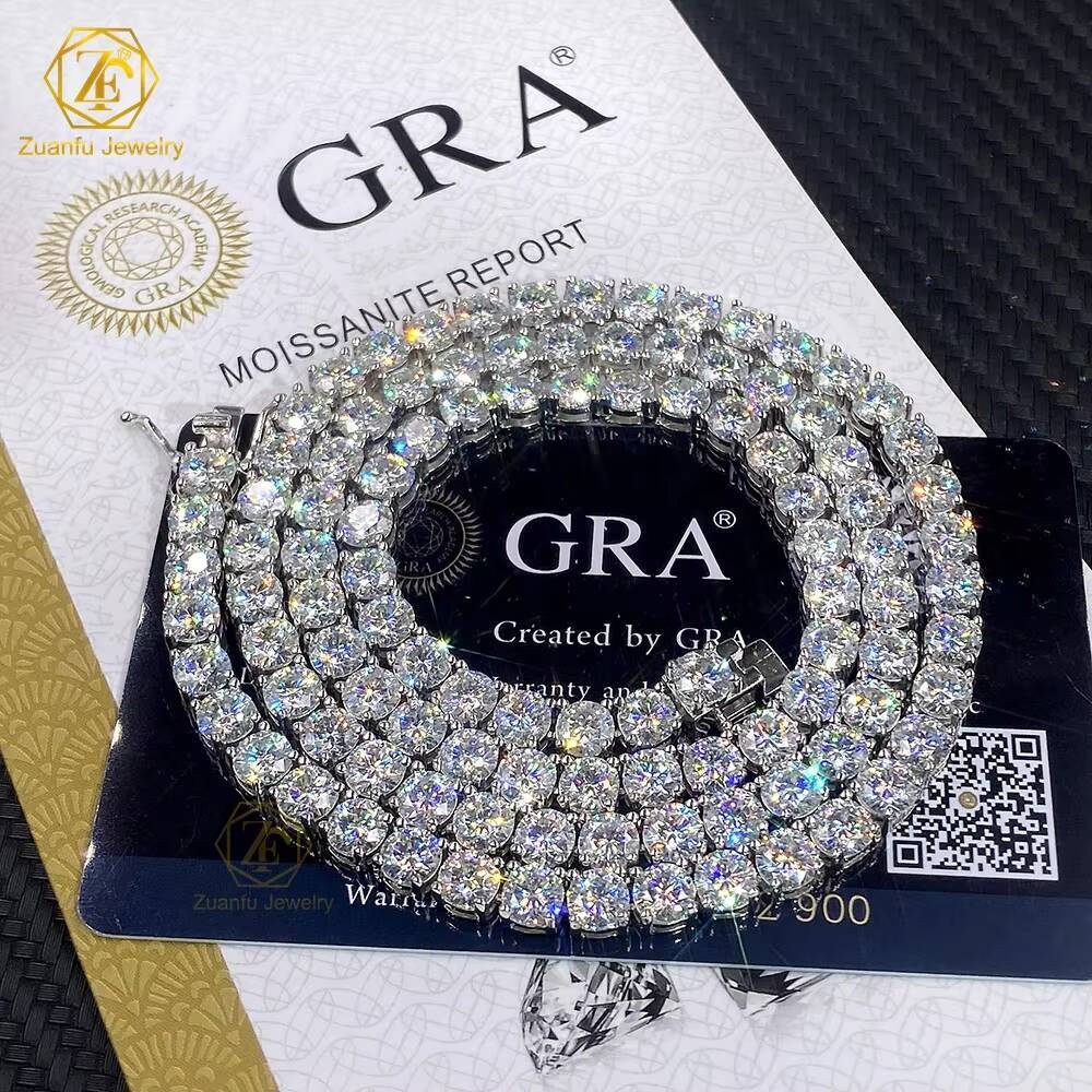 18K White/Yellow/Rose Gold Plated VVS Moissanite Necklace GRA Certificate 925 Silver Iced Out Tennis Chains Moissanite Jewelry