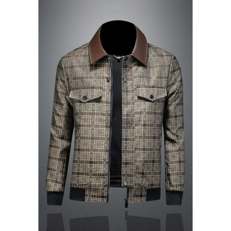 American European Trendy Brand Lapel Jacket Men's Spring And Autumn New Slim-Fit Light Luxury Fashionable High-Quality Coat Luanyun