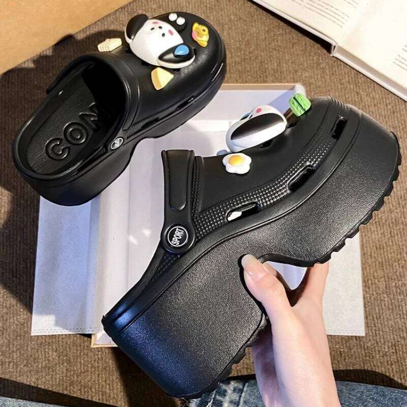 Women Summer Wedges Sandals Cute DIY Cartoon Dog Ladies Fashion Clogs Thick Sole Garden Shoes Girls Indoor Street Slippers