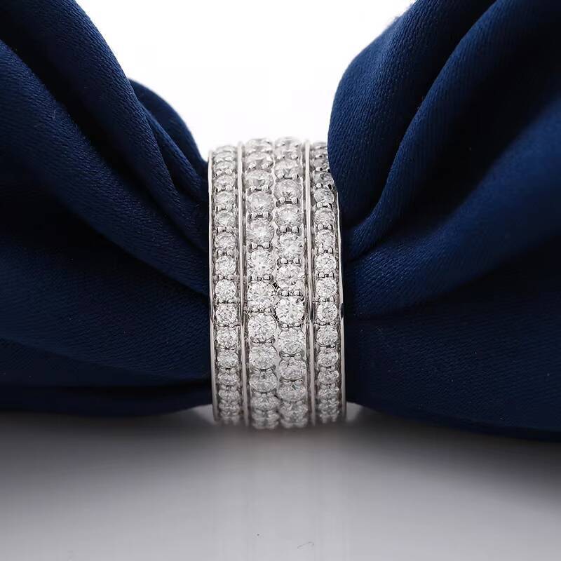 Hip Hop Iced Out 10k Gold Pass Diamond Tester 5 Rows VVS Moissanite GRA Rapper Dazzling Sparkly Eternity Band Ring for Men