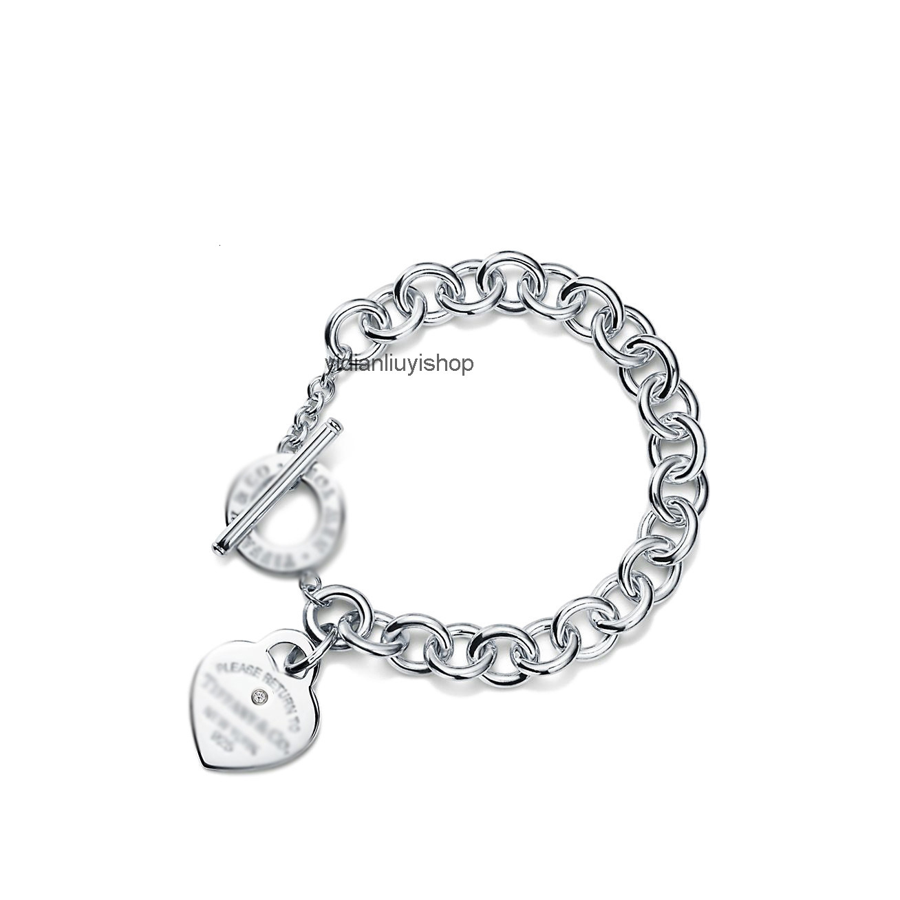 Designer jewelry tiffanism bracelet Classic Heart-shaped Tag with Diamond Heart Pendant TO Buckle Bracelet Fashion Classic Heart-shaped Jewelry XN4G