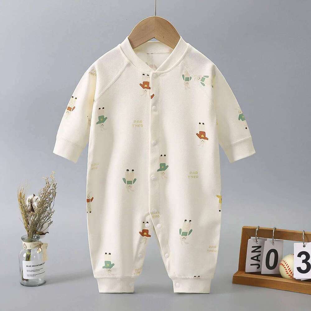 Long Sleeved Spring and Autumn Jumpsuit, Pure Cotton Baby Climbing Clothes Boneless Single Breasted Hoodie Z260304