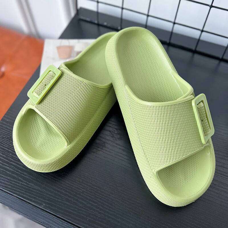 KIDMI Summer New Women Outdoor Soft Nonslip Beach EVA Flat Sandals Pillow Cloud Slippers With Double Buckle