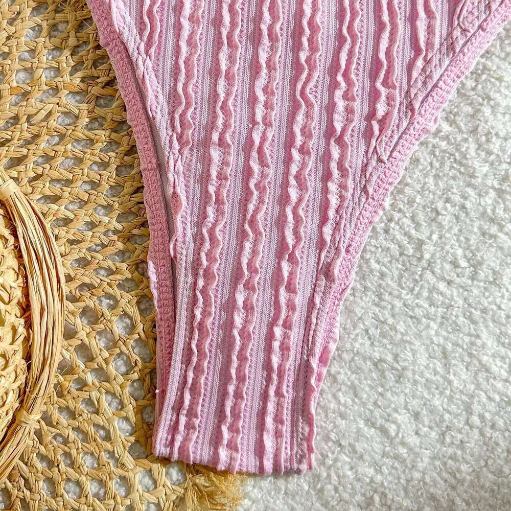 Wrinkled Crinkled Knotted Women Swimwear Female Swimsuit Two-pieces Bikini set Brazilian Bather Bathing Suit Swim Y260303