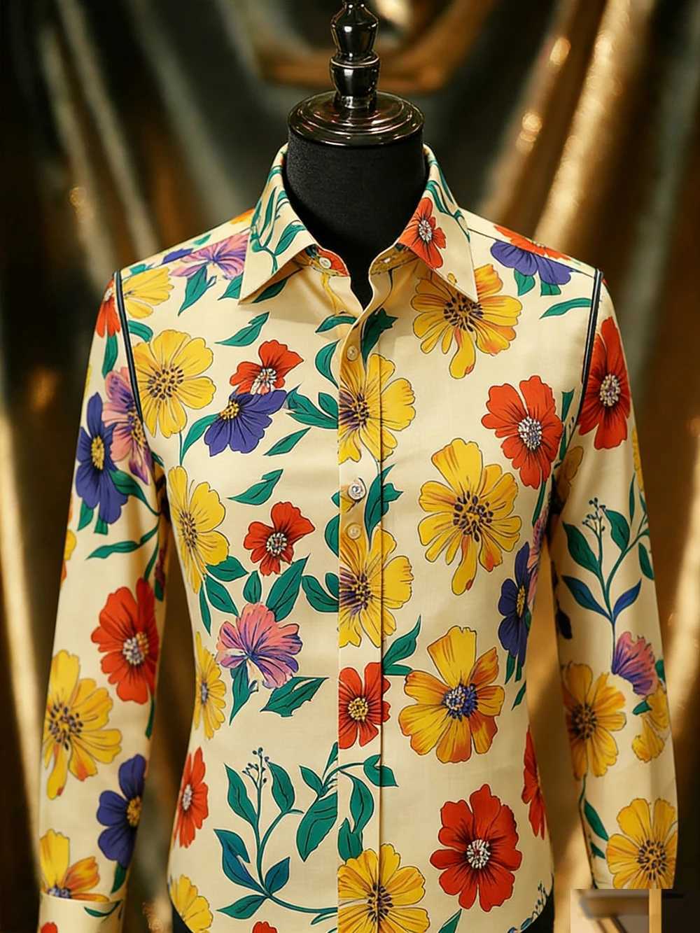 2026 Mens Light Color Fashion Casual Long Sleeve Shirt Plant Flower HD 3D Printed Shirt Hawaiian Vacation Party Mens Clothing M260305