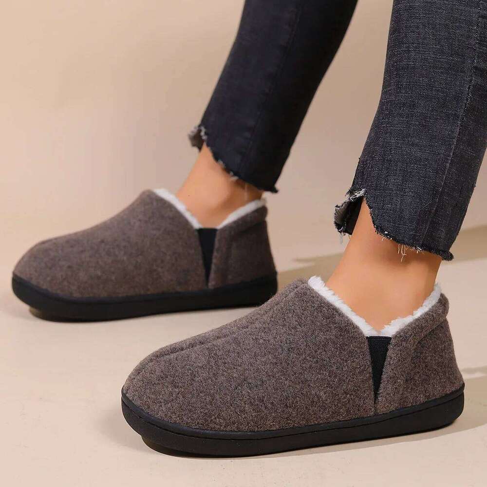 Kidmi Winter For Outdoor Antiskid Fashion Casual Warm Fluffy Slippers Indoor Fur Plush Flat Men Shoes