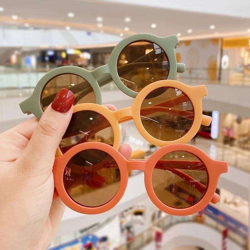 Cute Leopard Double Color Kids Boys Girls Cartoon Bear Shape Round Sunglasses UV400 Protection Eyewear for Baby Z260304