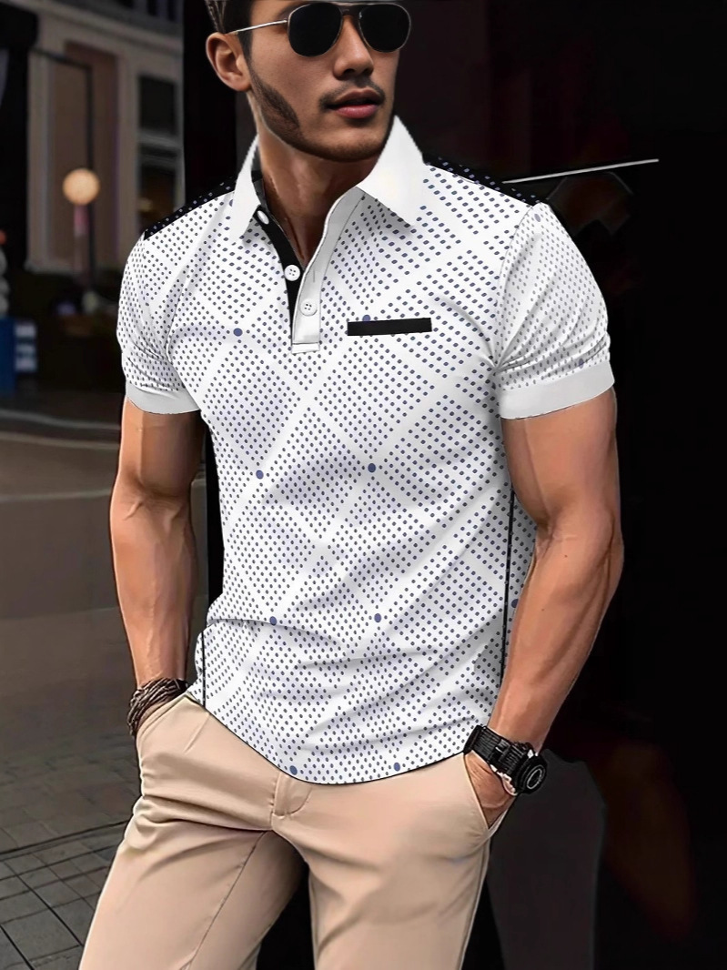2026 New Designer Luxury Brand Summer Crossover Men's Fashion Breathable Multi Functional Leisure 3D Simple Printed Button Short Sleeve Collar Sh