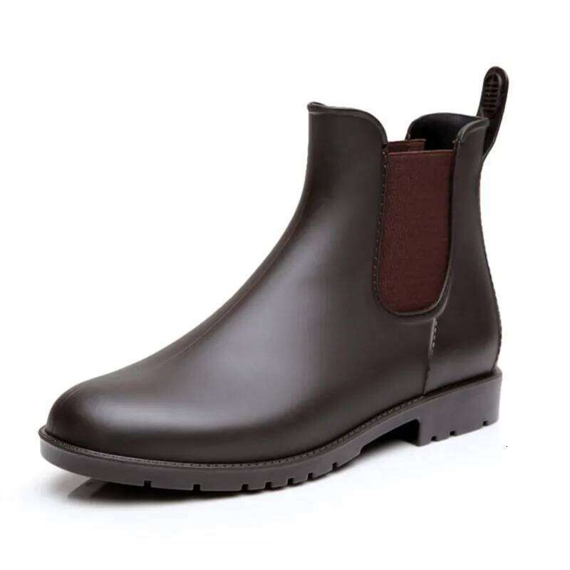 Kidmi Chelsea Rain For Women Men Outdoor Brown Waterproof Non-slip Short Ladies Comfort Leisure Daily Walking Boots