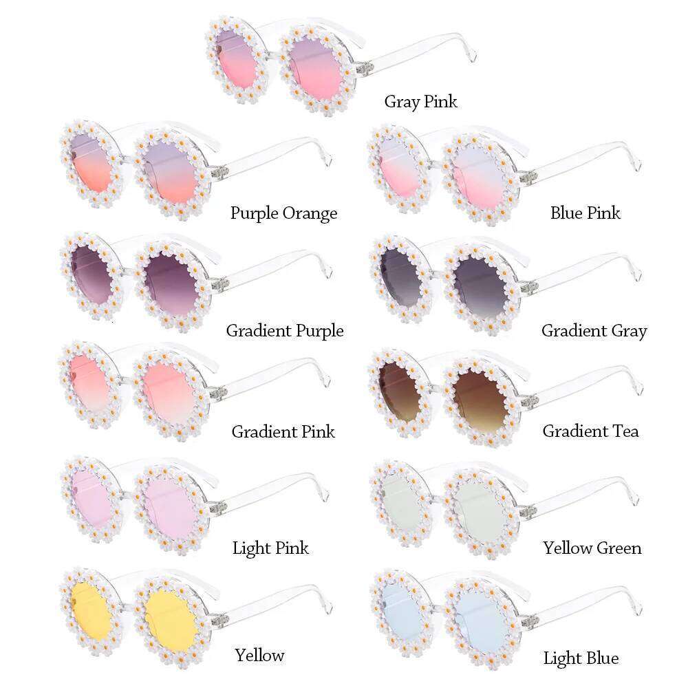 1Pc Retro Fashion Daisy Sunglasses Women Novel Round Frame Flower Sun Glasses Festival Party Disco Shades for Adults Kids Z260305