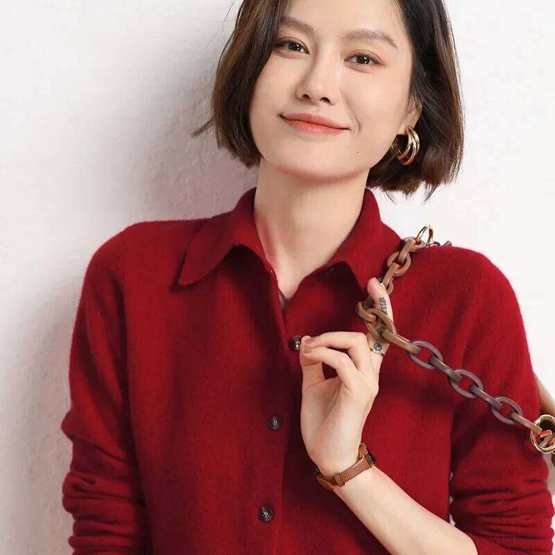 Women's Sweater Cardigans Autumn Winter Warm Turn-down Collar Single Breasted Slim Lady Brown Knitwear Solid Korean Femme Jumper XJ260305