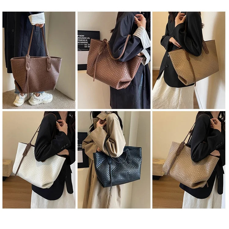 Autumn and Winter Trendy Vintage Rhombic Woven Shoulder Bags Large Capacity Underarm Bag Daily Commuting Bag Casual Handbags 260303