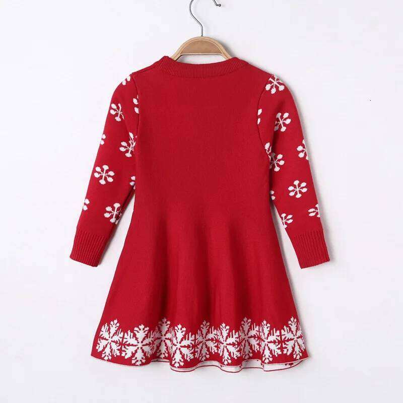 Winter Knitted Chiffon Dress Girl Christmas Party Long Sleeve Children Clothes Kids Dresses For Girls New Clothing Z260304