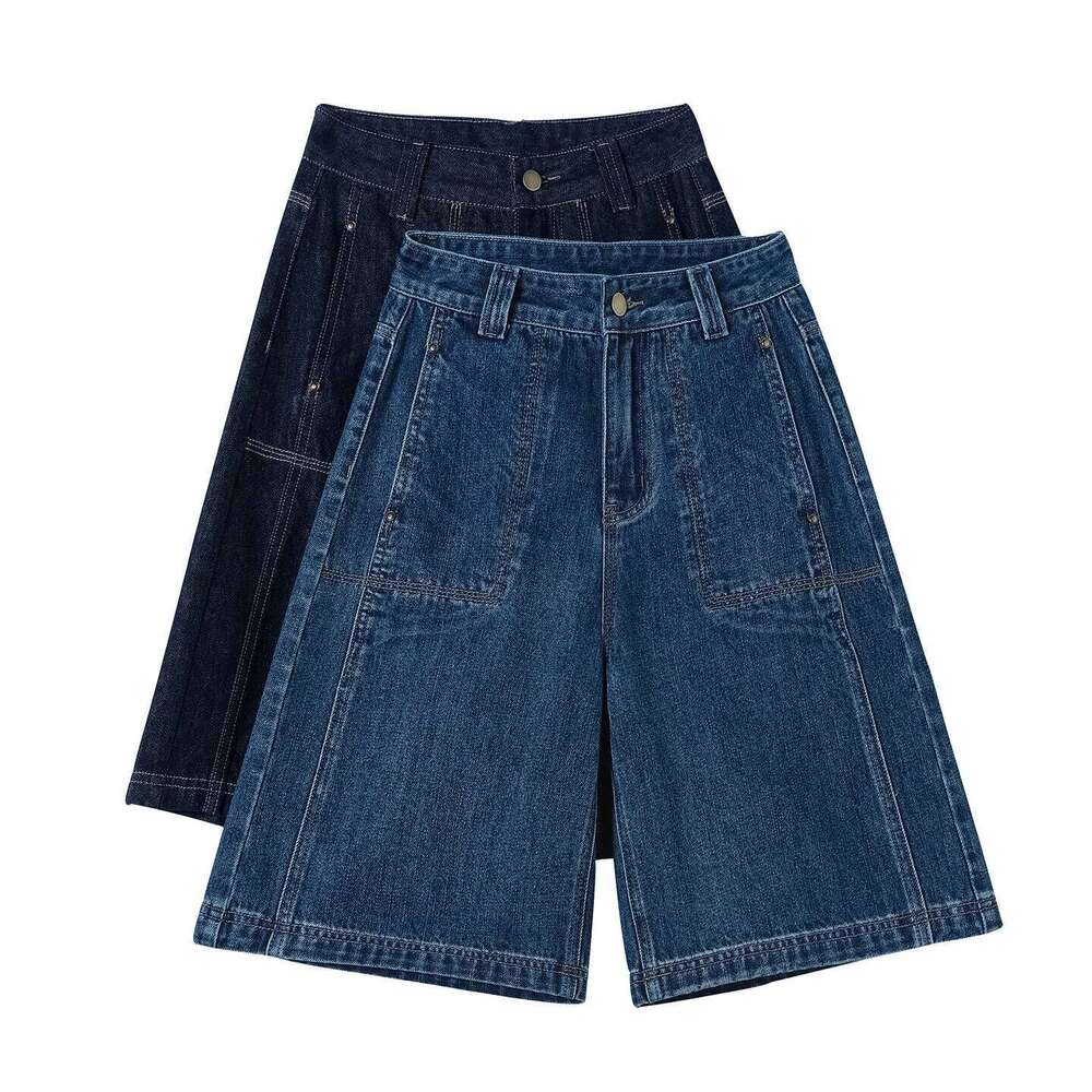 2026 Summer Women American Style Baggy High Waist Short Jeans Y2k Denim Pants Lady Blue Vintage Slacks Wide Leg Shorts XJ260305