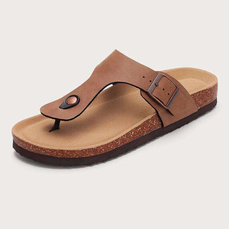 Kidmi Men Suede Clogs Cork Women Clog Slippers Classic Unisex Mules Summer Platform Antiskid House Sandals With Buckle