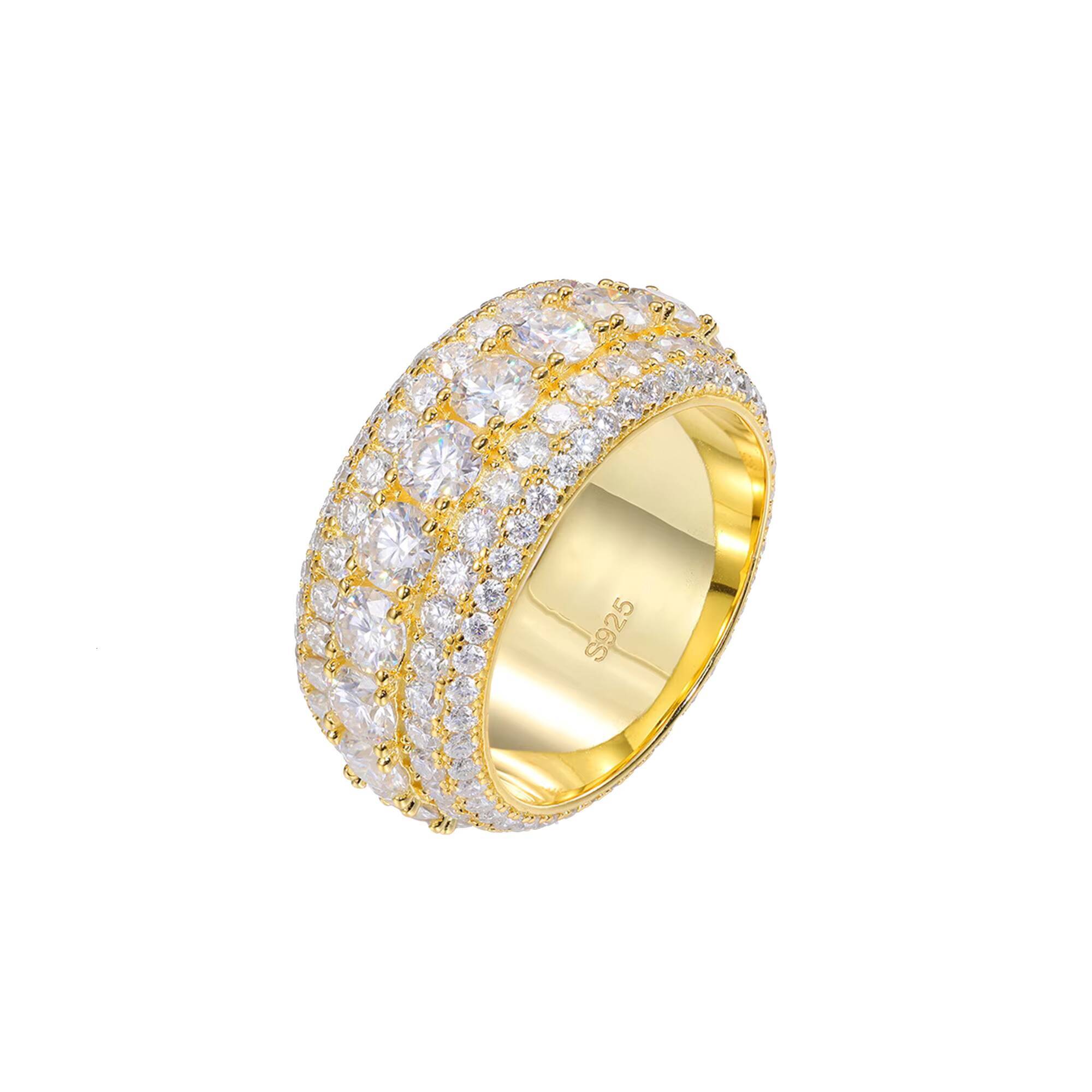 Mens S925 Sterling Silver Moissanite Ring Hip Hop Style With 14K Gold and Rhodium Plating Anniversary Jewelry Accessory