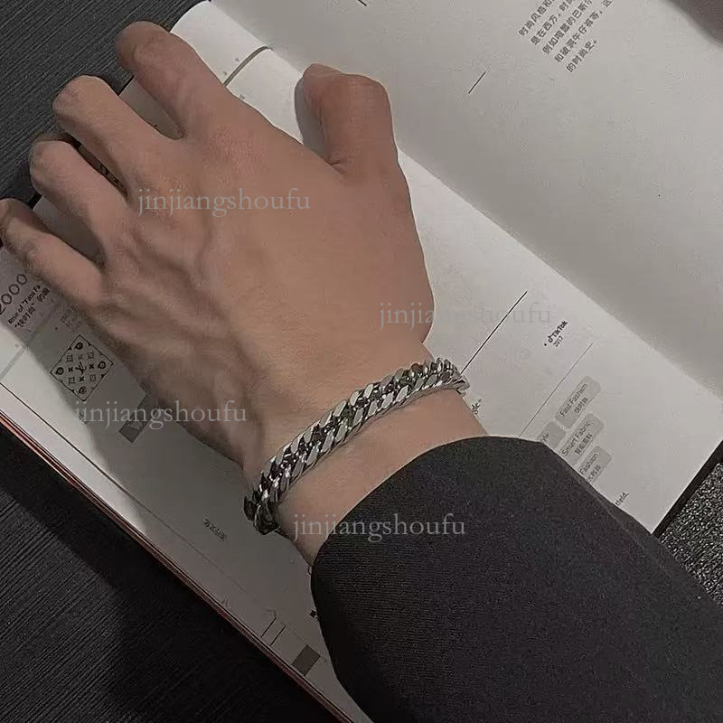 2026 Designer Luxury Bracelet Korean Fashion Men's Hip-hop Titanium Steel Cuban Chain Trend Simple Women's Couple Bracelet Trend Atmospheric