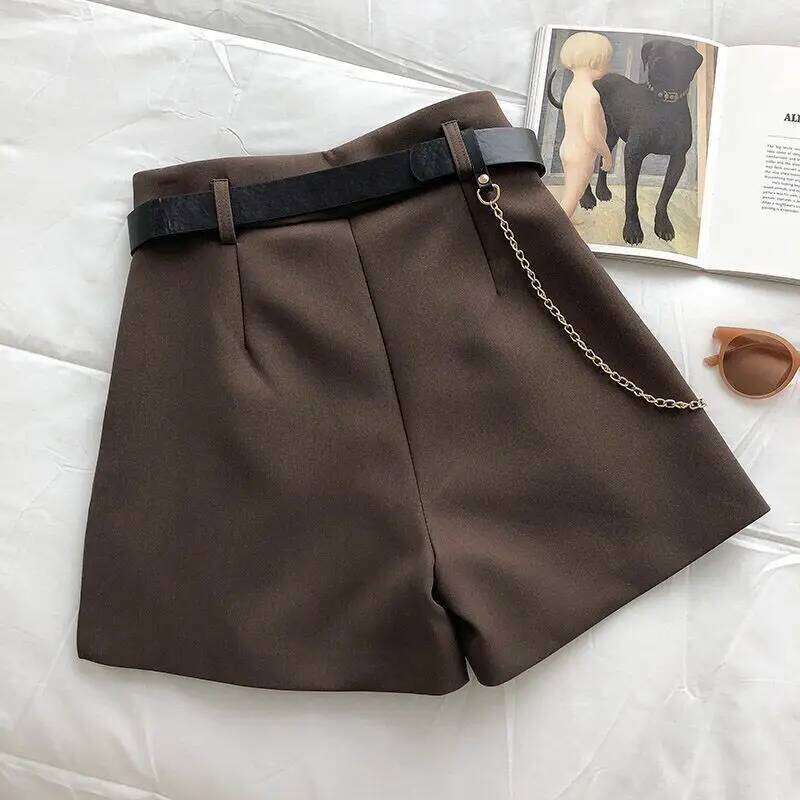 New Casual Comfortable Elegant Wild With Belt Women's Woolen Autumn Winter Slim Wide Leg A-line Shorts XJ260305