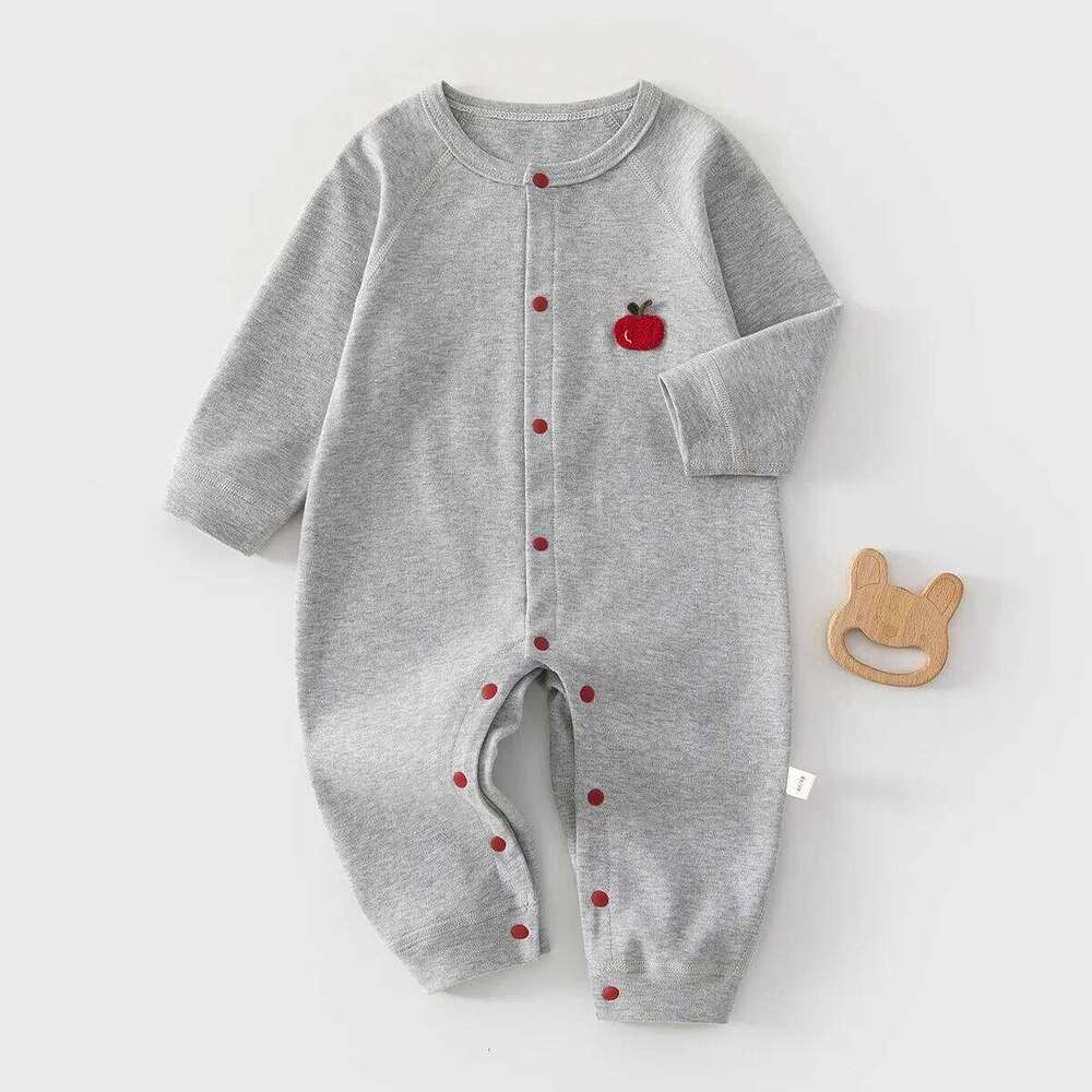 AYNIGIELL 2026 New Solid Color High-quality Pure Cotton Breathable Jumpsuit 0-18 Months Male Baby Girl Clothing Z260304