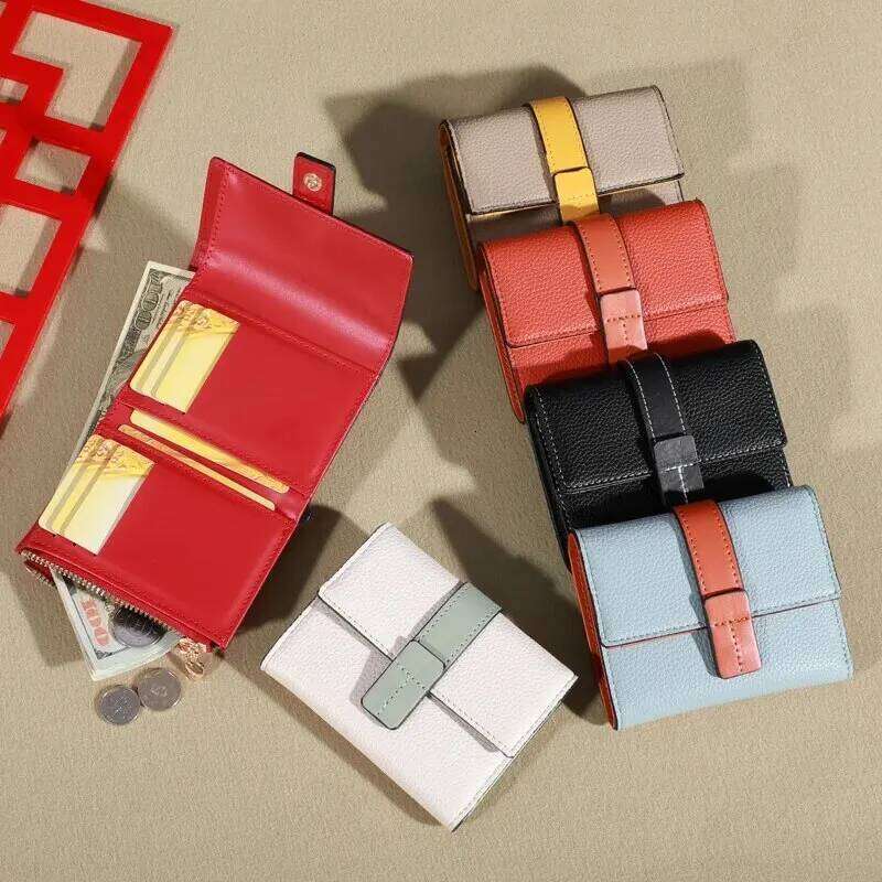 Women's Fashion Metal Accessories Short Zero Large Capacity Multiple Position Card Bag Wallet C260304