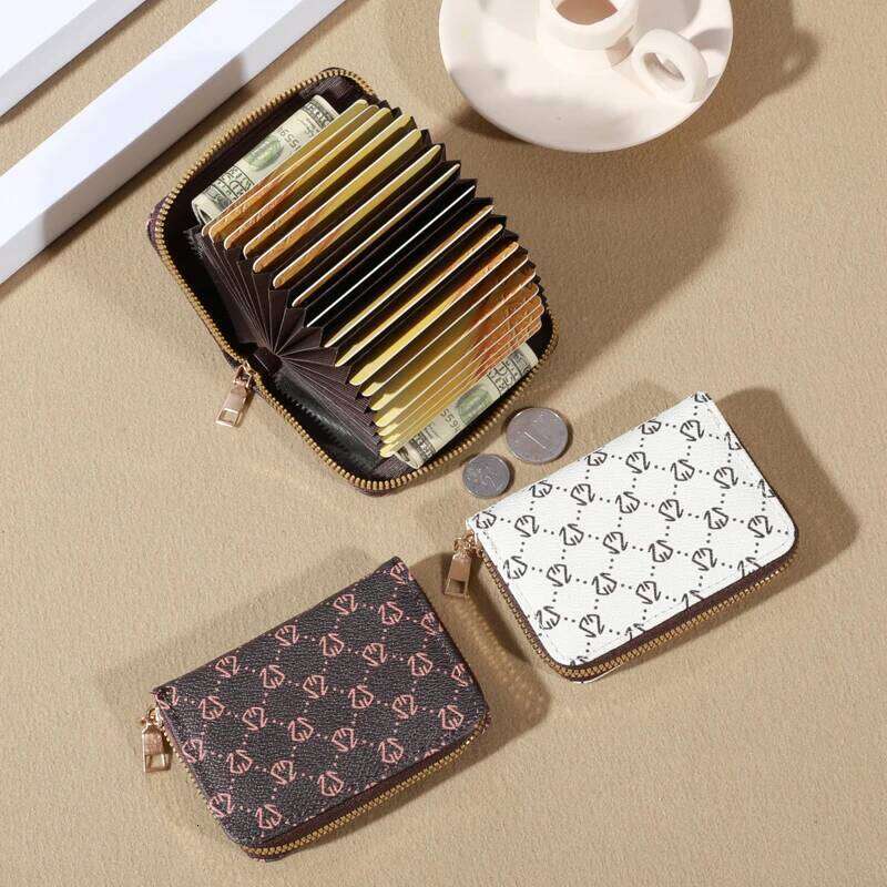 Zipper Around Credit Holder, Mini Printed Clutch Coin Purse, Portable Wallet With Multi Card Slots C260304
