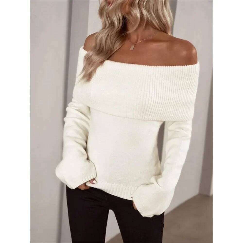 Women's Sweater with A One Neck Slim Fit, Fashionable and Sexy Knitted Long Sleeved Autumn Collection XJ260305