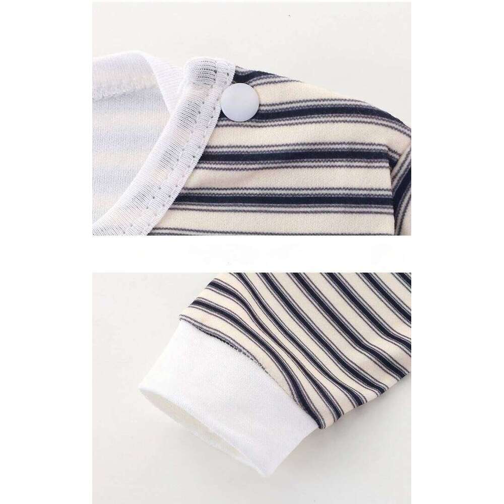 Somenie Unisex Baby Long-Sleeved Romper Suit Boys' Round Neck Striped Onesie Clothing Girl Infant Outfit Trend 1-3-6-9-12-24M Z260304