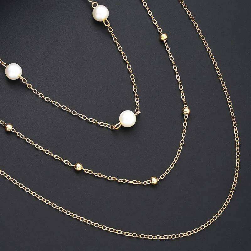 Sexy Metal Multilayer Pearl Beaded Waist for Women Fashion Silver Color Bead Thin Belly Chain Body Jewelry Gifts S260304