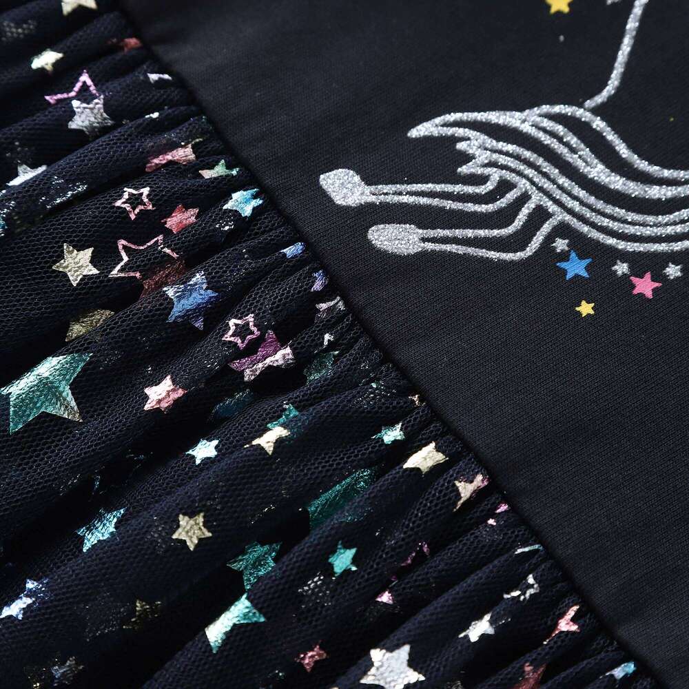 Girls' Christmas Unicorn Printed Mesh Cotton Dress LH1709 Z260304