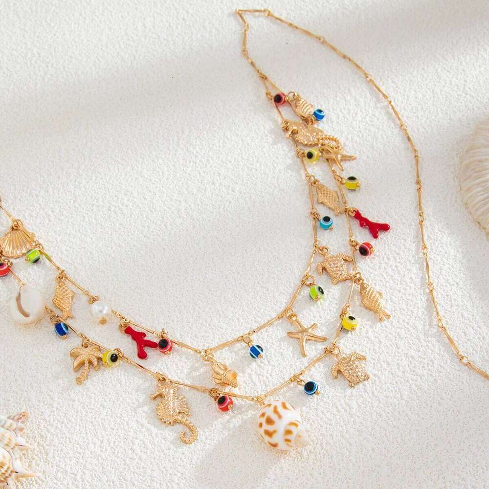 Ingemark Bohemian Conch Seahorse Starfish Pendant Waist For Women Summer Beach Vacation Bikini Body Chain Charm Jewelry S260304