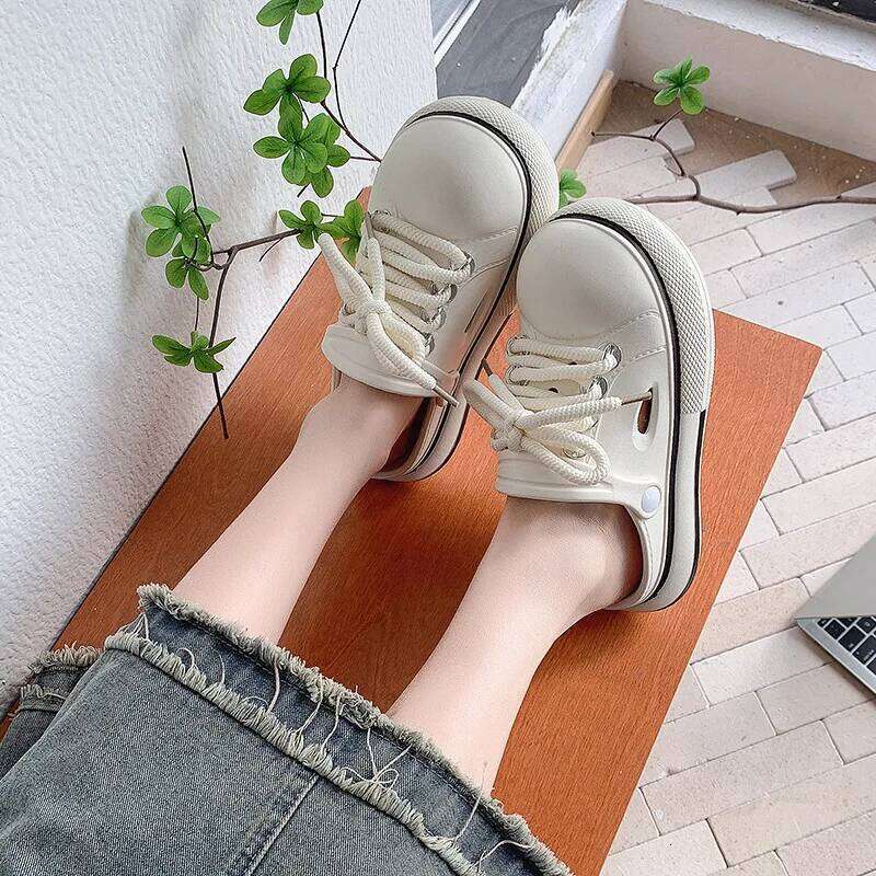 2025 Women Platform Slippers Lace-up Fashion Clogs Soft EVA Summer Shoes Thick Sole Girls Indoor Street Slides Slip-on Sandals